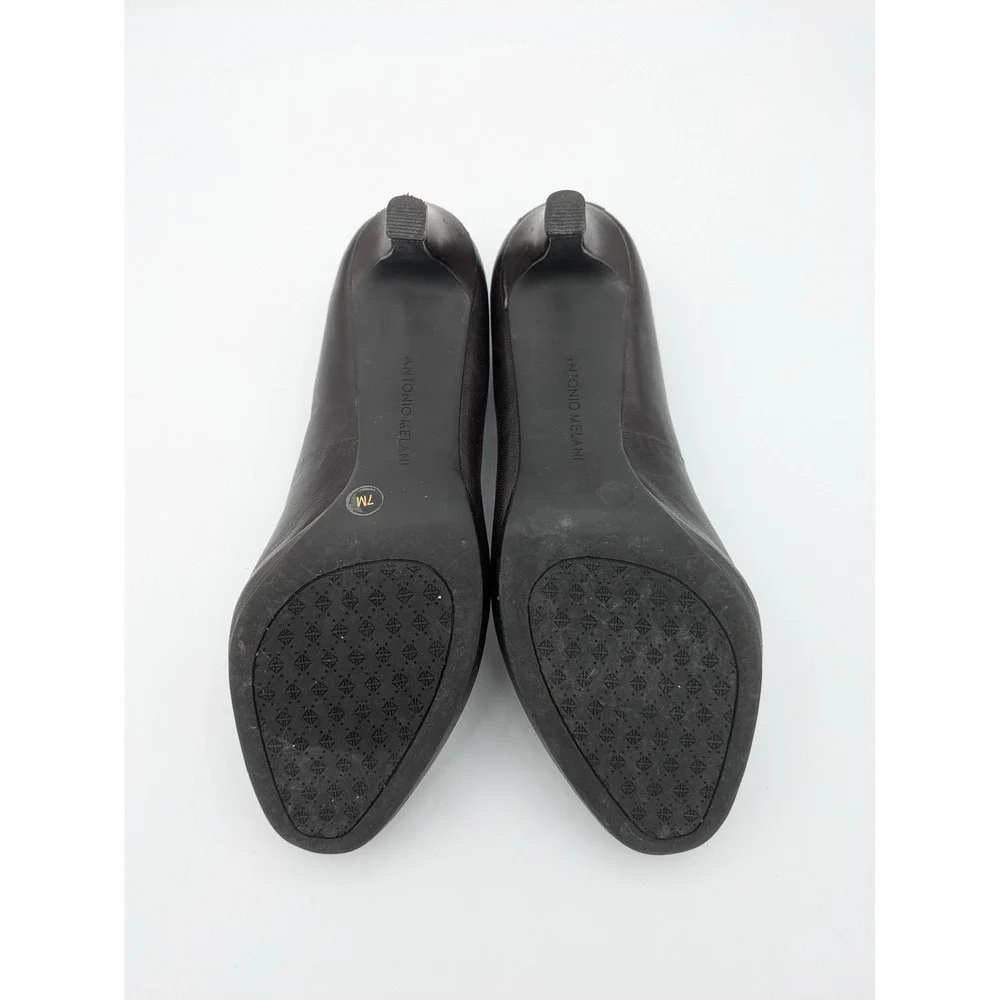 Antonio Melani Leather Platform Pumps 7 Chic Brownish Black Professional Classic